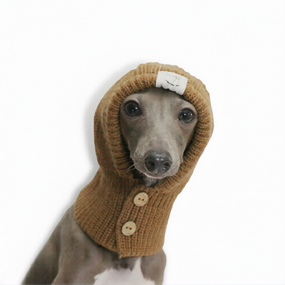 Whippet & Italian Greyhound Knitted Dog Snood – Soft Winter Ear Cover for Sighthounds