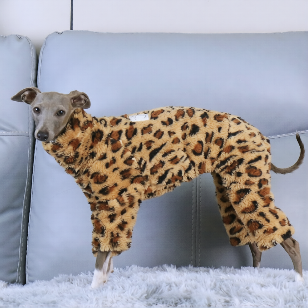 Whippet & Italian Greyhound Winter Pajamas – Warm Fleece Dog Bodysuit