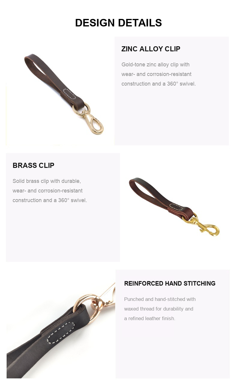 Leather Short Dog Leash for Medium & Large Dogs – Heavy-Duty Walking Lead