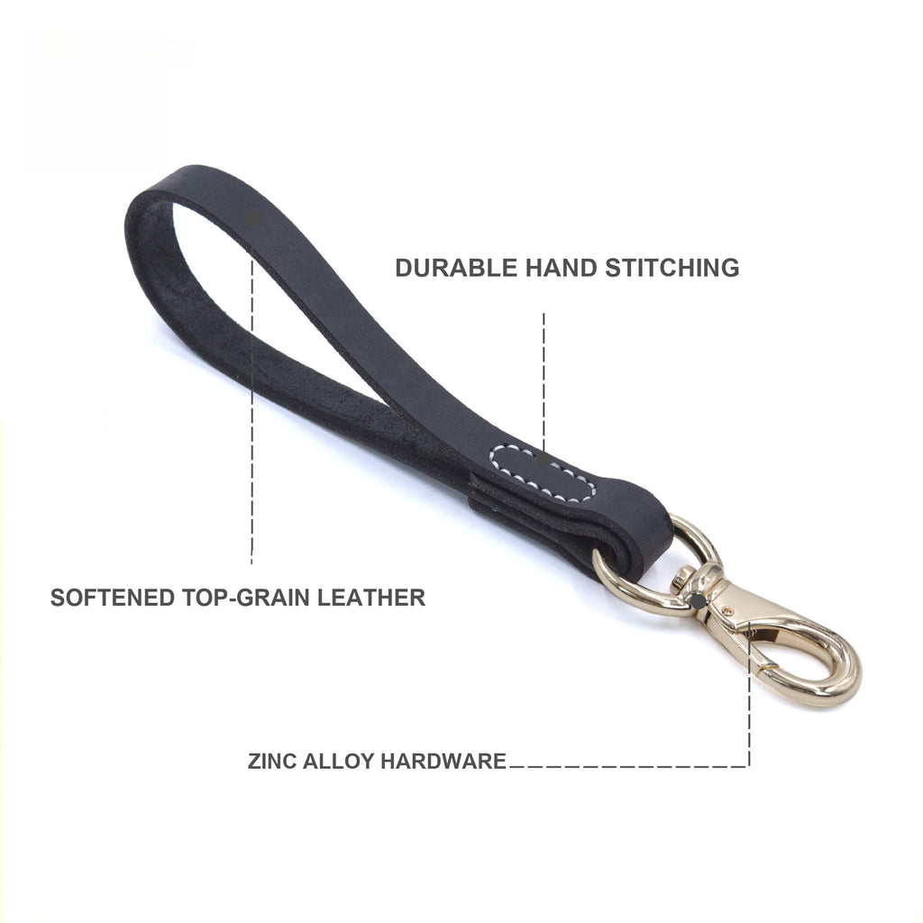 Leather Short Dog Leash for Medium & Large Dogs – Heavy-Duty Walking Lead