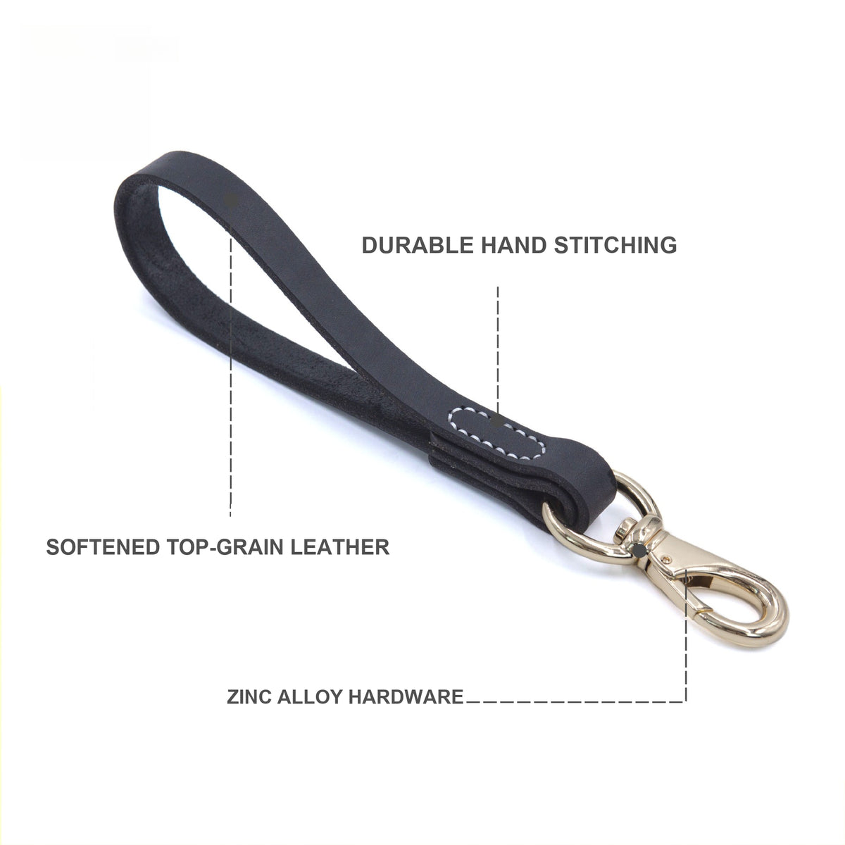 Leather Short Dog Leash for Medium & Large Dogs – Heavy-Duty Walking Lead
