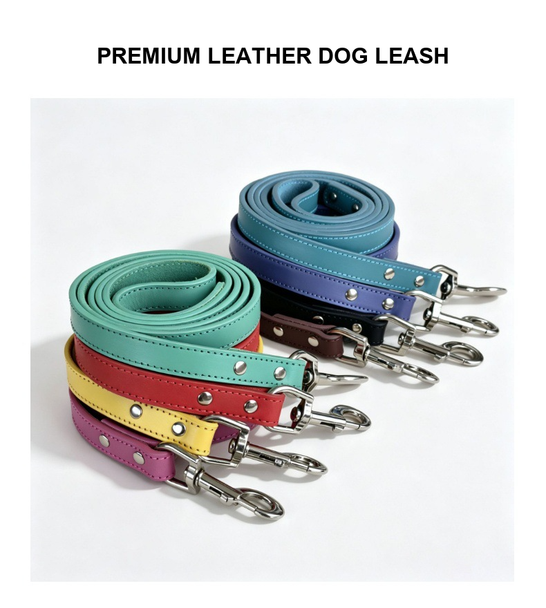 Leather Dog Leash – 150cm Top-Grain Cowhide Walking Lead for Medium & Large Dogs