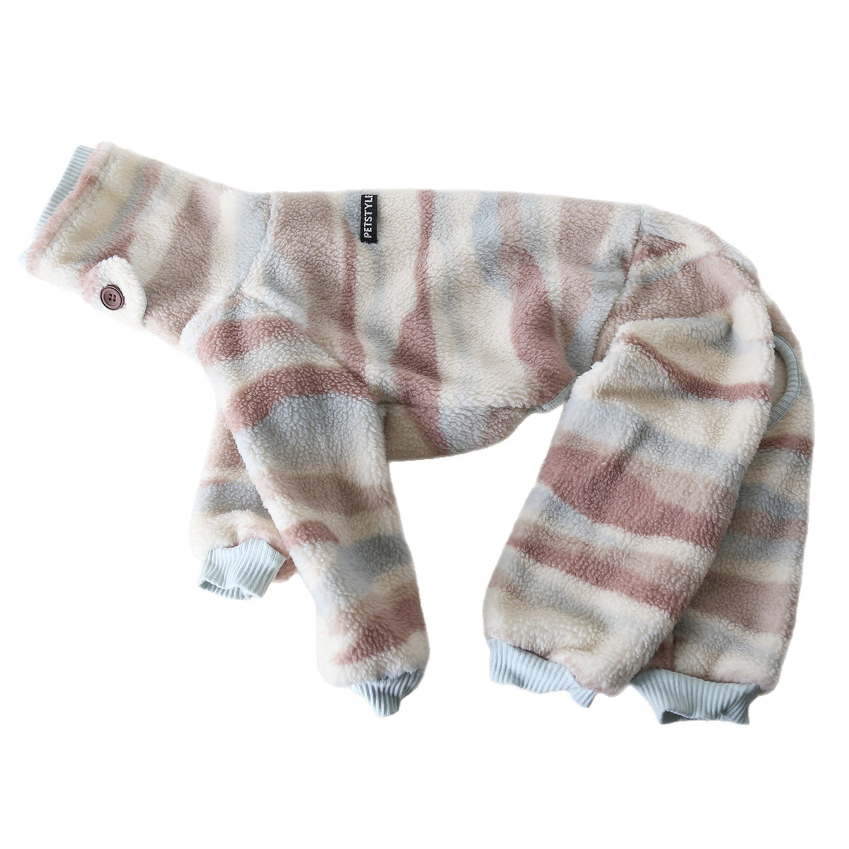 Whippet & Italian Greyhound Sherpa Fleece Four-Leg Pajamas – Striped Winter Wear