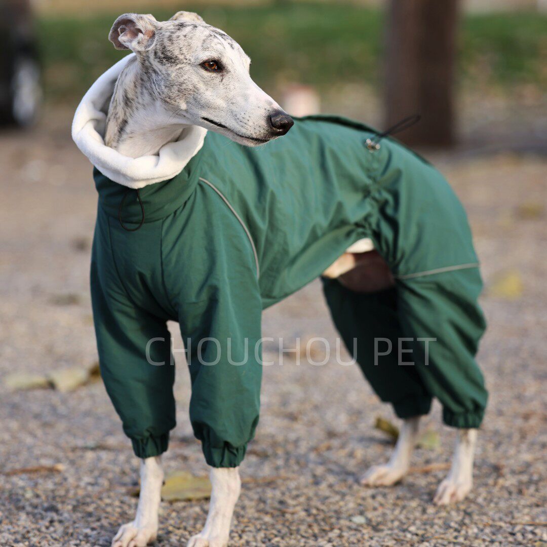 Whippet Italian Greyhound Fleece Dog Jumpsuit Warm Winter Four Leg Coat with Zipper