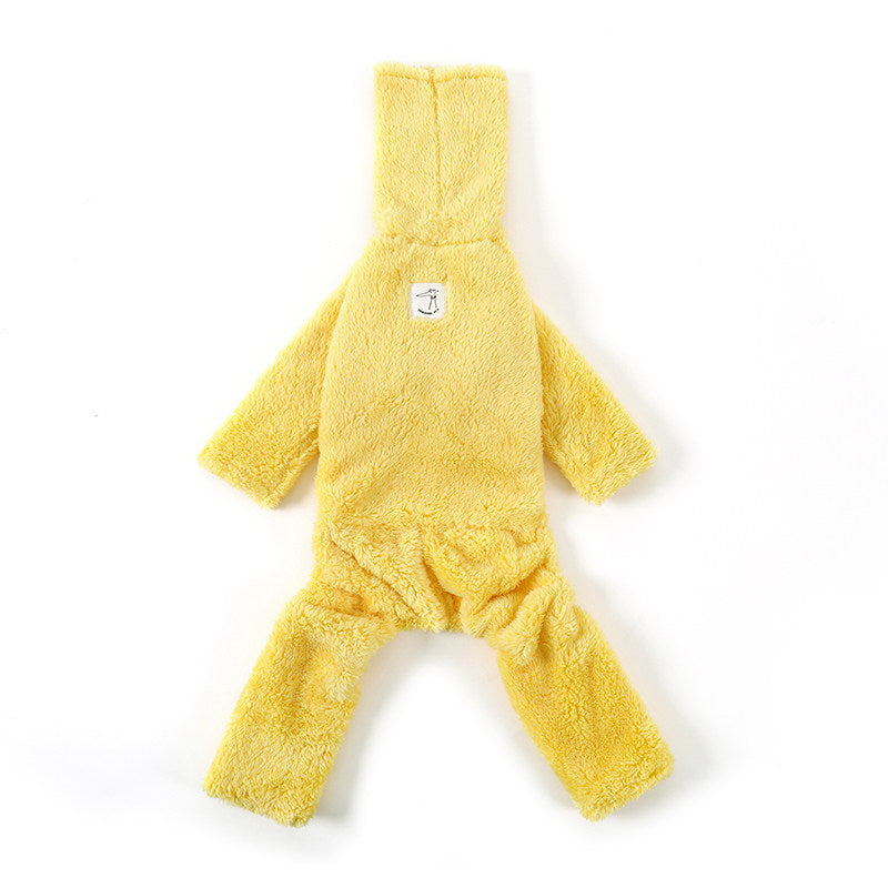 Whippet & Italian Greyhound Fleece Dog Jumpsuit – Soft Yellow & Lavender Winter Pajamas