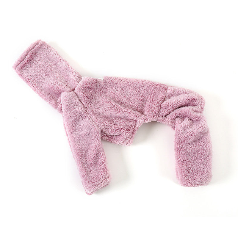 Whippet & Italian Greyhound Fleece Dog Jumpsuit – Soft Yellow & Lavender Winter Pajamas